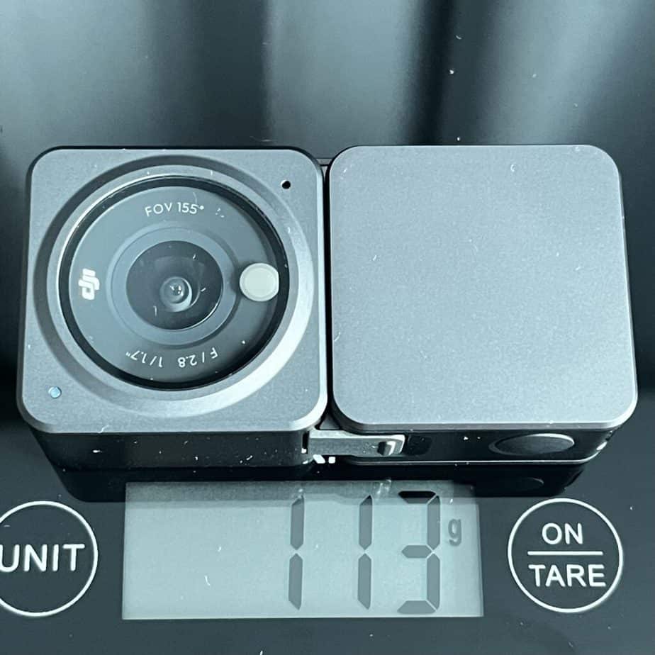 DJI Action 2 power combo on weight scale