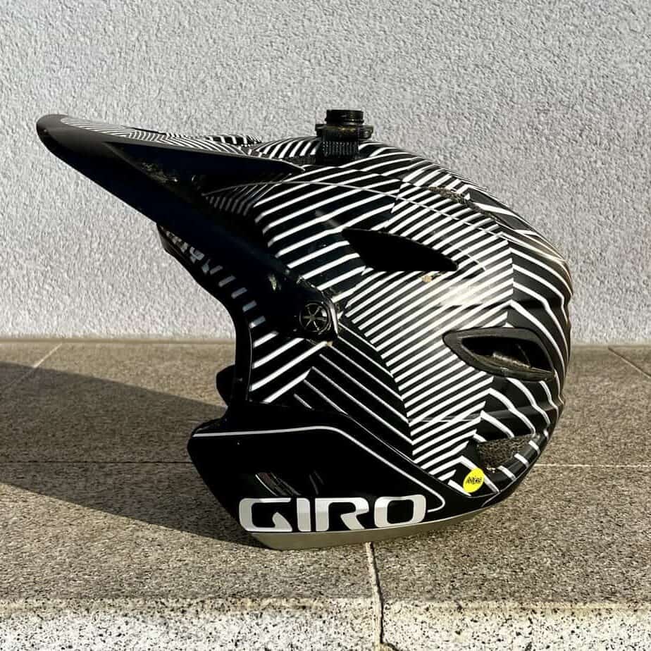 A Giro Switchblade MTB Helmet from the side with a big visor on top