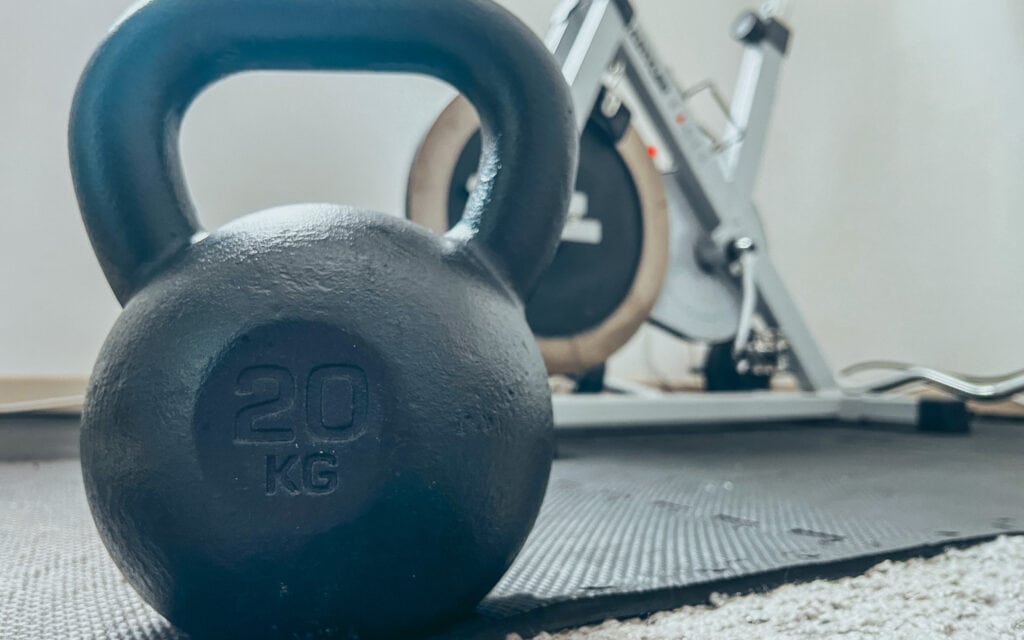 kettle bell and spin bike